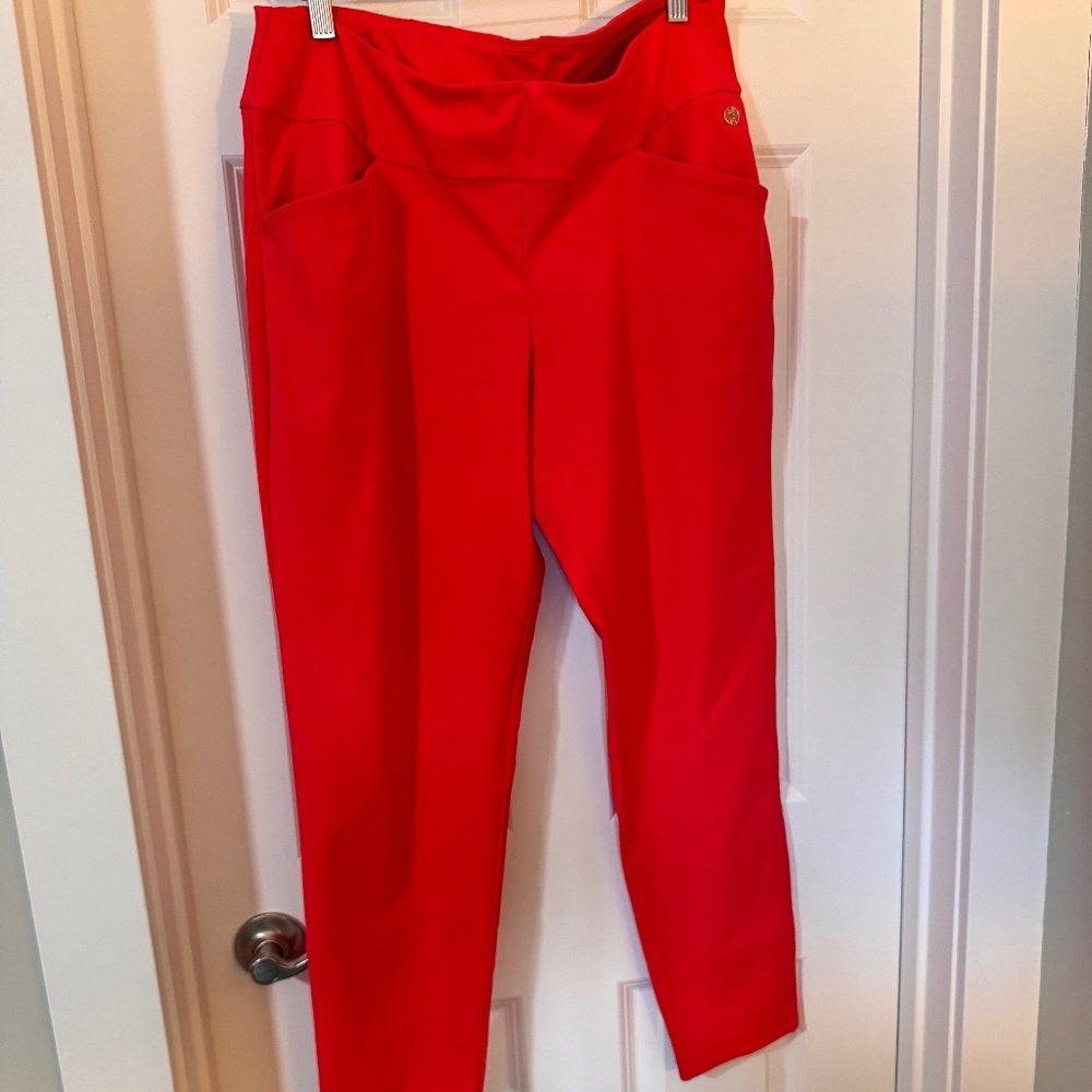Lilly Pulitzer Luxletic Corso 28" inseam pant sz 14 Spicy Coral EUC